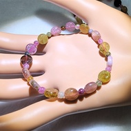6480#碧玺 Tourmaline (健康Health, 财富Wealth) 简约设计多彩碧玺手链 Simple Designed Colourful Tourmaline Bracelet 天然水晶手链 Natural Crystal Bracelet