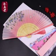 He Fan Hall Folding Fan Classical Women's Silk Fan Craft Abroad Gift Fan Boutique Hangzhou Craft Fan