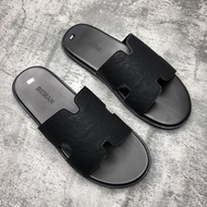 BEMAN HM3 men's leather sandals with cross straps, full grain leather, rubber sole, luxurious design