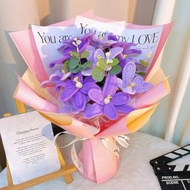 畢業禮物 畢業花束 客製化禮物2025手工鉤織混合紫色鬱金香花束新