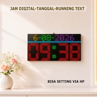 Colored Led Digital Wall Clock - Date - Running text