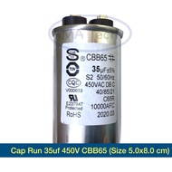 Air run Capacitor 35uf 450v Motor 35uf 450v CBB65 450v 35uf Size 50x80 mm