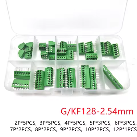 30PCS G/KF128 2.54mm Pitch PCB Screw Terminal Block Connector 150V 6A PCB Mount Kit For Wires 2P 3P 
