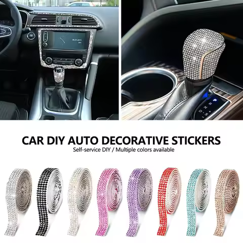 1m/5m 3.2ft/16ft Car DIY Auto Decorative Stickers 10mm Crystal Diamond Car Decoration Accessories St