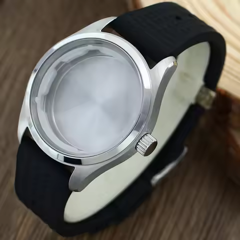 NH35 Pilot 40mm watch accessories brushed Case Solid BackCover Screw-in Crown For Seiko NH35 NH36 NH
