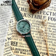 [Original] Balmer 9190L SS-6 Multifunction Sapphire Women Watch with Green Dial and Leather Rubber Strap
