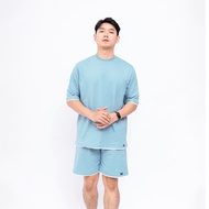 Ryusei Men's Boxy Oversize Fukui T-Shirt BlueSMOKE