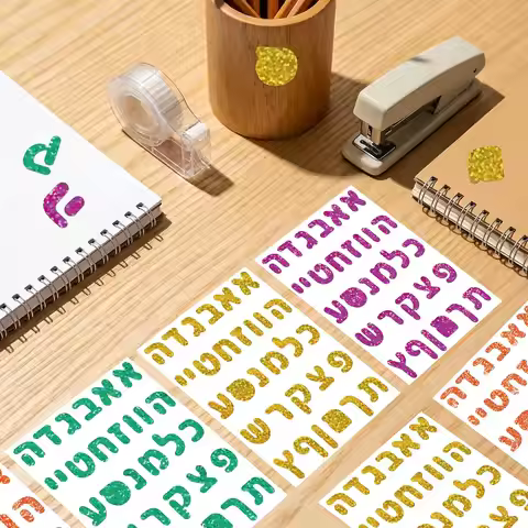 360pcs Colorful Hebrew Letter Stickers Blue Jewish Teaching Labels Hebrew Alphabet Decor for Learnin
