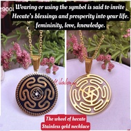 (wikacharms) the wheel of hecate stainless 18k gold necklace