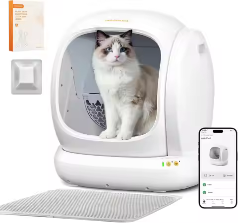 For Multiple Cats, Plastic Self Cleaning Litter Box, Large Opening, Yellow, App Control, Odor - Free