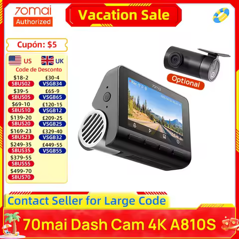 70mai 4K Dash Cam A810S Built-in GPS & ADAS Buffered Emergency Recording IMX678 STARVIS 2 HDR 24H Pa