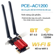 Băng Tần Kép WiFi 5 PCI-E Không Dây AC1200 2.4G/5GHz 802.11AC Card Mạng Có Bluetooth 4.0 Cho Máy Tín
