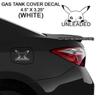 Gas Tank Cover Decal Car Sticker - Pokemon Pikachu UNLEADED 1 Car Sticker Decal WHITE Waterproof