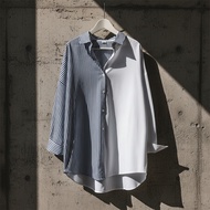 KEMEJA KATUN USAGI Shirt - Size SML XL XXL 3XL 4XL - Jumbo Women's Striped Shirt, Big Size Cotton Wo