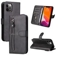 Smooth Zipper Flip Wallet Leather Phone Case For VIVO V21 V21E V23E Y72 Y73 Y52 Y53S T1X Y75S Y71T Y