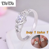 cincin 100% Sterling Silver S925 Silver Ring Crown Heart-shaped Zircon Jewelry New Year Gift