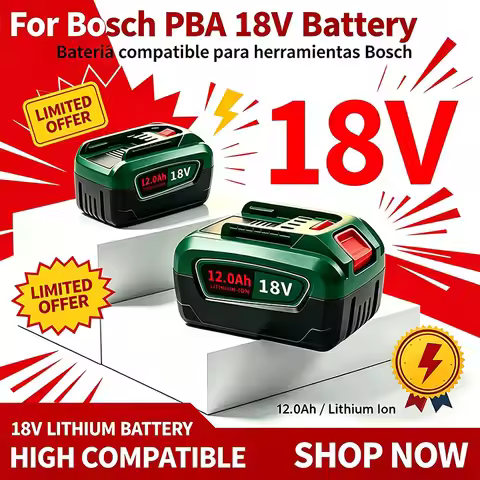 For Bosch PBA 18V Battery, Replacement Battery for Bosch Power Tools AL1880CV AL1810CV AL18815CV AL1