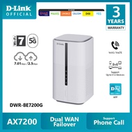 D-Link 5G NR CPE BE7200 Wi-Fi 7 Wireless 2 x 2.5 Gigabit Port with RJ 11 Vo5G/ VoLTE WiFi Router DWR