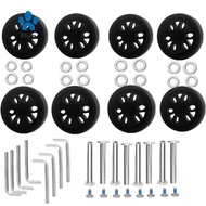 8pcs Luggage Wheels Replacement Kit,Dia 2in/50mm Thick 0.47in/12mm Resistant Rubber Mute Caster Repl