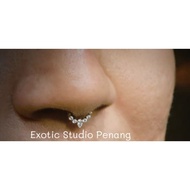 F136 Titanium Cubic Zirconia Septum Daith Piercing Jewellery 16G 8mm 1 piece