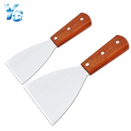 Wooden Handle Stainless Steel Pizza Spatula Slanted Spatula Kitchen Baking Steak Cooking Teppanyaki 