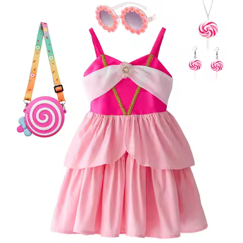 Kids Girl Rose Dress Summer Sleeveless Princess Aurora Casual Dresses 2-10Y Children Clothing Elegan