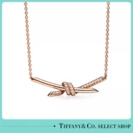 Tiffany Knot Pendant in Yellow/Rose/White 18K Gold with Diamonds, Necklace