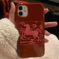 Five horses cut paper applicable to apple 17/16/15 mobile phone protective case explosion14promax ne