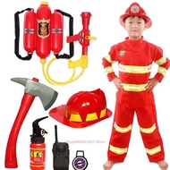 Tt Halloween Firefighter Uniform Sam Fireman Role Work Clothing Suit Boy Children Cosplay Party Cost