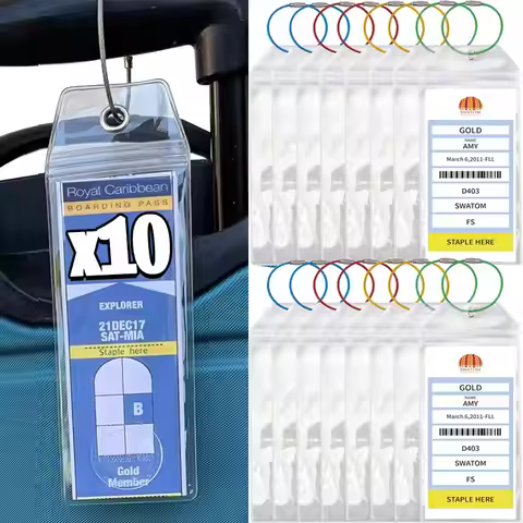New Thick PVC Plastic Cruise Luggage Tag Holder Waterproof Zip Seal with Stainless Steel Loops for R
