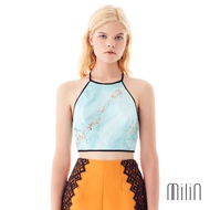 [MILIN] Xin Nian Sleeveless and backless halter neck crop top Shirt Tied Printed Fabric 28