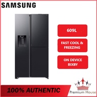 Samsung RS80F65GNFME 609L Food Showcase Side By Side Refrigerator (Black)