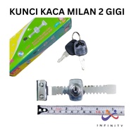 Kunci Etalase Kaca Sliding Door Milan 2 Gigi INF