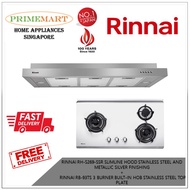 RINNAI RH-S269-SSR SLIMLINE HOOD STAINLESS STEEL AND METALLIC SILVER FINISHING+RB-93TS 3 BURNER BUILT-IN HOB BUNDLE DEAL