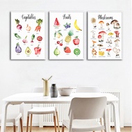 15X20cm No Frame 15X20cm No Frame A Vegetable Mushroom Chart Kitchen Food Poster Canvas Print Education Learning Wall Painting Nursery Art Picture Home Decor