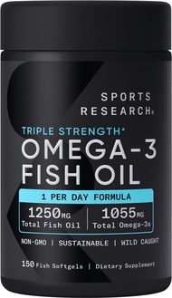Dầu cá cao cấp SR Sports Research Omega-3 Fish Oil Triple Strength 1250mg - 30/60/90/120/150/180 viê