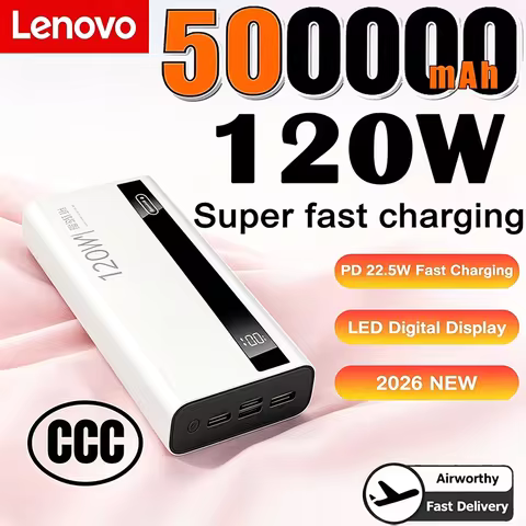 Lenovo 1000000mAh Large Capacity 120W Fast Charging Digital Display Outdoor Power Supply 2026 for Hu