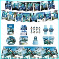 【YB3】 Avatar Themed Decoration Celebrate Party Plate Balloon Banner Tablecloth CakeTopper Disposable Tableware