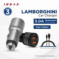 Inbox Lamborghini 3A Dual USB Qualcomm Quick Charge 3.0 Car Charger by Inbox
