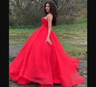 Vintage Sweetheart Red Ball Gown Prom Dress for Wedding Party