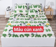 Ga chun trải giường cotton poly 1m2x2m mẫu mèo đôi