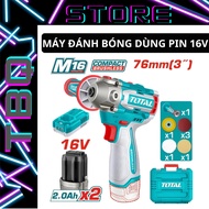 TOTAL TAPLI1676 Brushless 16V Battery Polisher | 76mm Disc | Includes 2 Rechargeable Batteries