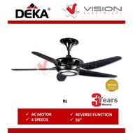 Deka 56" Ceiling Fan with Remote Control &amp; LED Light -  RL ( Gun Metal / White )