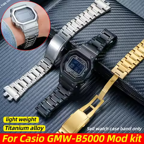 GMW B5000 Titanium alloy case+strap For Casio G-SHOCK GMW-B5000 fashion Modified DIY watch band+Beze