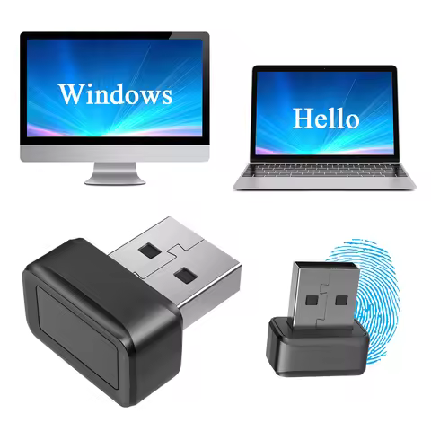 USB Fingerprint Key Reader FIDO U2F Biometric Mini Key Dongle Windows Hello Anti-Spoofing Speedy Mat