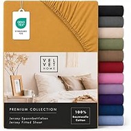 VelvetHome Fitted Sheet 180x200cm | 100% combed cotton | Made in EU 165gsm | Sheets 180x200 to 25cm 