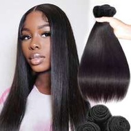Yaki Kinky Straight Hair 6 Bundles 14Inches 16Inches 18Inches Long Straight Hair Bundles For Heat Re