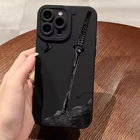Samurai Sword Elegance Phone Case For iPhone 11 12 13 14 15 16 17 Pro Max – Fierce Black Design