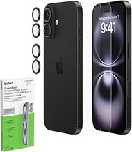 Belkin TemperedGlass Screen and Camera Lens Protector for Apple iPhone 16 Plus - Case-Compatible Tem