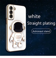 For Apple iPhone 13 Pro Max iPhone 14 Pro Max 13 mini 12 mini iPhone 12 Pro Max iPhone 11 Pro Max iPhone 6 Plus 6S Plus 7 Plus 8 Plus iPhone X XS Max XR SE 2020 Luxury 3D Stereo Holder Stand Astronaut Plating Smooth Phone Case Soft TPU Back Cover